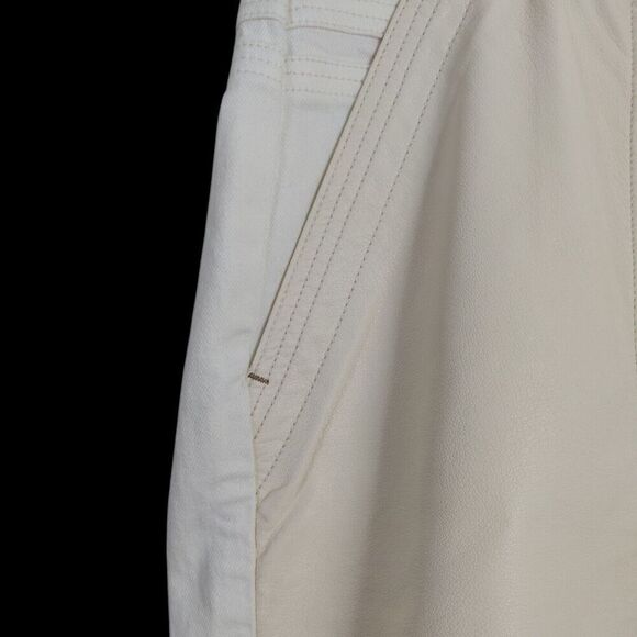 Anthropologie Pilcro Surplus High Rise Pants Jeans Sz 32 Ivory Vegan Leather NWT - Picture 4 of 14